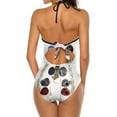 thumbnail image 2 of Neil Armstrong Astronaut Spacesuit Deep V-Neck Halter One-Piece Swimsuit Ladies Monokini Beach Bathing Suits Swimwear Apollo, 2 of 4