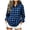 Blue, variant on Ghalytn Women Buffalo Plaid Button Down Shirt Lapel Collar Roll Up Long Sleeve Curved Hem Casual Blouse