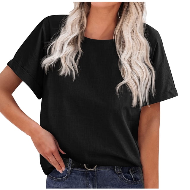 Birdeem Mode Femmes Été Col Rond Uni Manches Courtes Aguichant Haut Blouse