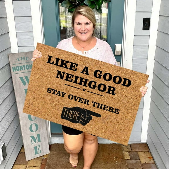 I Have A Good Neighbor English Floor Mat Door Mat Non Slip Dirty Door Rug Entrance Front Door Outdoor Entrance Porch Mat Polyester Carpet,Brown,Polyester