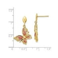 thumbnail image 5 of 14K Yellow Gold Butterfly Post Earrings with Pink Enamel, 5 of 5