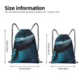 thumbnail image 4 of Drawstring Backpack - Vintage Blue Pattern Whale Splash Proof Small Drawstring Gym Bag for Women Men, Cinch Sports String Bag Backpack for Travel Swimming Beach, 4 of 8
