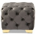 thumbnail image 5 of Baxton Studio Avara Glam and Luxe Burgundy Velvet Fabric Upholstered Gold Finished Button Tufted Ottoman, 5 of 10