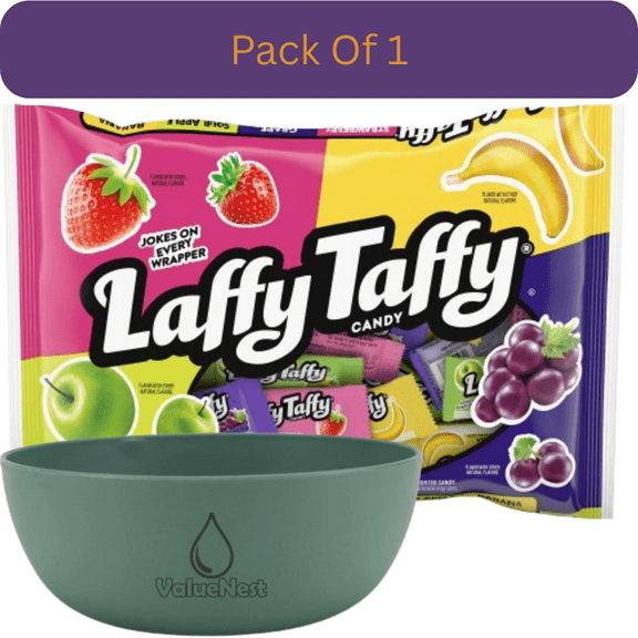 Laffy Taffy Assorted Mini Bars Halloween Candy, 12 oz Bag with Olive Green Bowl by ValueNest