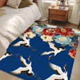 thumbnail image 4 of Japanese Style Area Rugs 4'x6', Washable Small Throw Rugs for Office Bathroom, Blue Rustic Botanical Blossom Peony Birds Indoor Outdoor Rug Non-Slip Low Pile Carpet Runner Reversible Floor Mats, 4 of 8