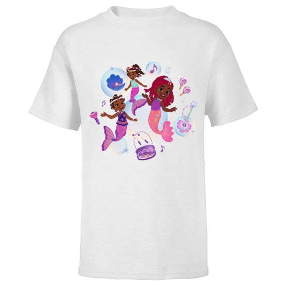 Disney Junior’s Ariel with Ayanna & Alanna Undersea Sisters - Short Sleeve T-Shirt for Kids - Customized-White