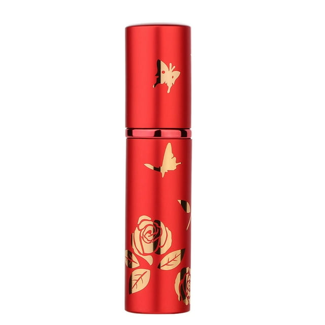 Botella de perfume portátil, atomizador de aluminio, vacía, 10 ml (roja)