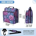 thumbnail image 3 of Zipper Binder with Shoulder Strap 2 inch 3 Ring Waterproof File Folder Organizer Bag 500 Sheet Exquisite Floral Illustration, 3 of 8