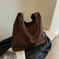 thumbnail image 6 of Womens Suede Crescent Shoulder Bag Trendy Large Capacity Top-handle Travel Tote Handbag Purses, 6 of 6