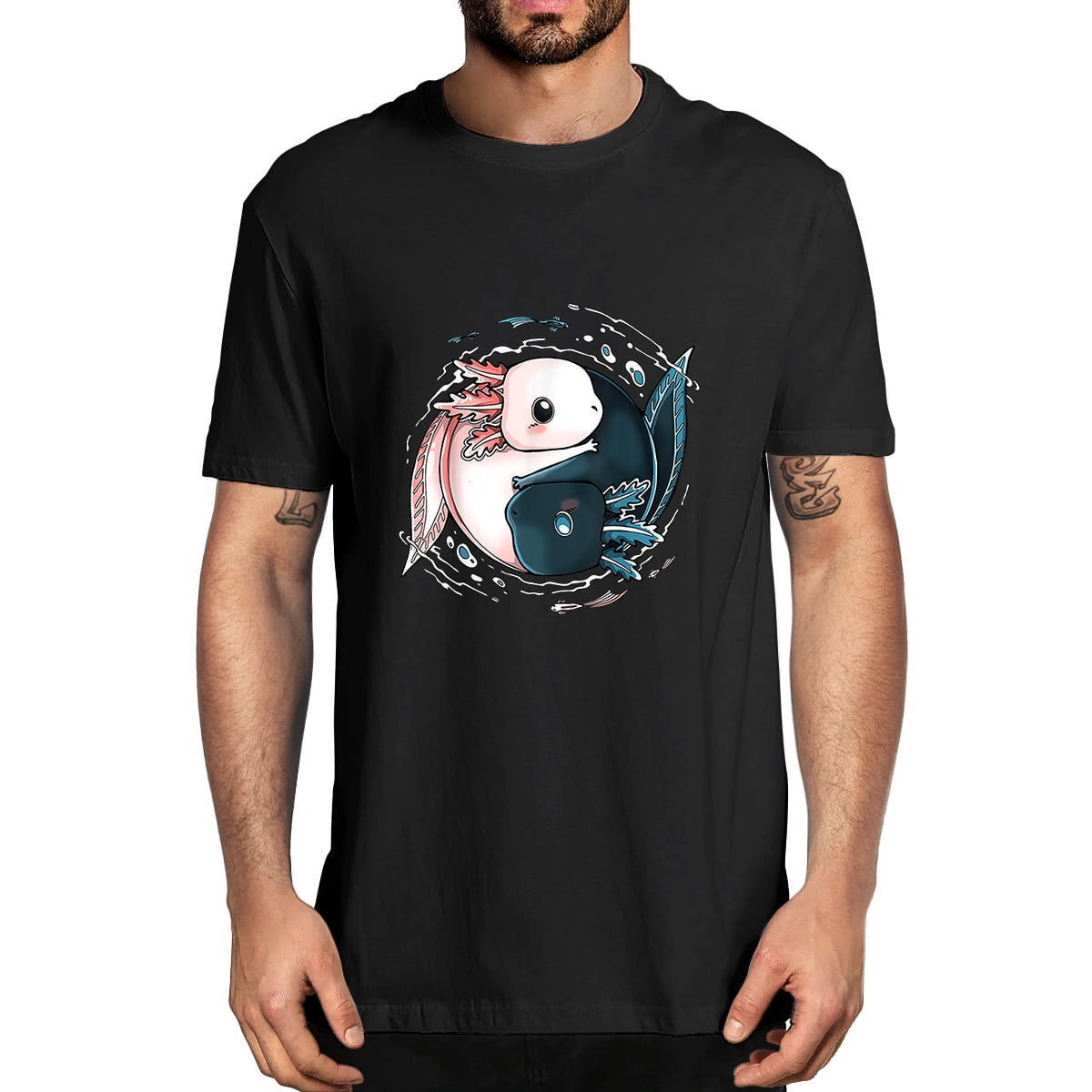 GRTXIN Pastel Goth Axolotl Kawaii Japanese Anime Aesthetic Nu Goth Graphic  T Shirts New Men's Cotton T-Shirt 