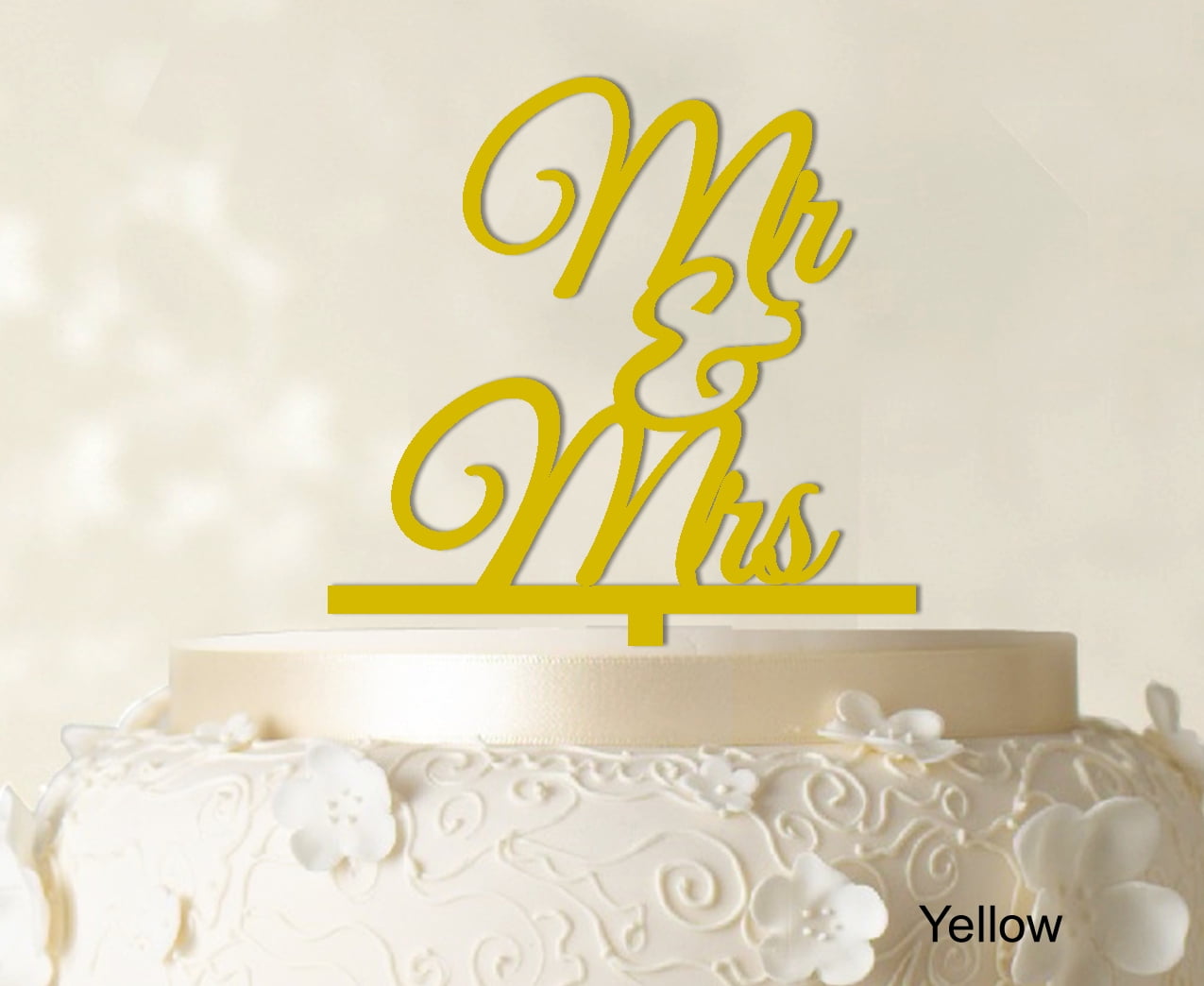 Mr And Mrs Wedding Cake Topper Yellow Cake Topper Color Option