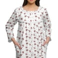 thumbnail image 5 of Moomaya Printed Knee Length Cotton Lace Border 3/4th Sleeve Night Gown For Women, 5 of 6