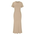 thumbnail image 3 of Drses Women's Sexy Crew Neck Lounge Long Dress Elegant Long Sleeve Ribbed Bodycon Maxi Dresses, 3 of 4
