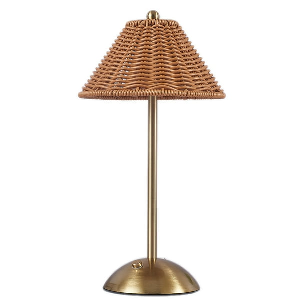 Lámpara Mesa LED Inalámbrica Recargable Táctil Ratán Dimmable (marrón)