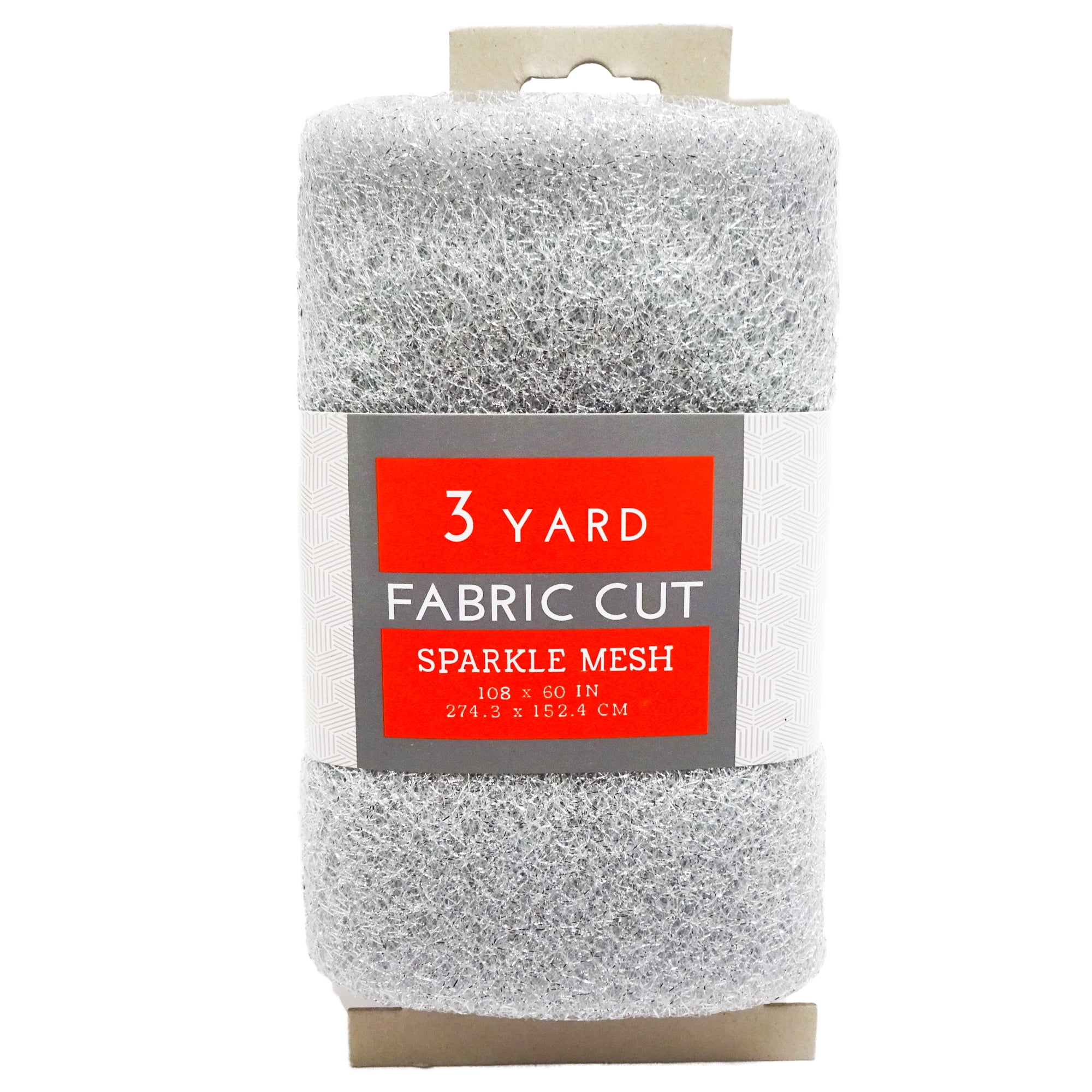 Silver Sparkle Mesh Polyester Fabric, 3 yard precut