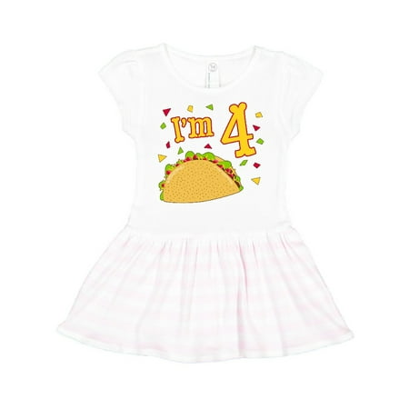 

Inktastic Im Four- taco birthday party Gift Toddler Girl Dress