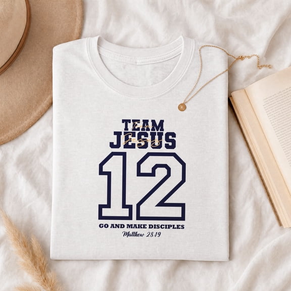 Jollimate Team Jesus 12 Shirt, Christian Sports Graphic Tee, Bible Verse Gift