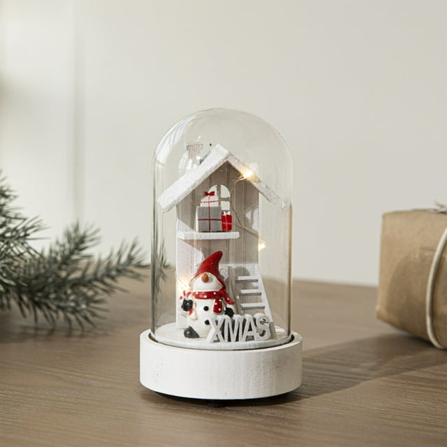 Hbdhejl Reindeers Lights Small Night Lights Snow Decorations Christmas Trees Glass Houses Christmas Decorations