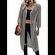 thumbnail image 3 of Cárdigan de Punto con Mangas 3/4 Abiertas y Aberturas para Mujer, Suéter , Gris, Talla XL, 3 of 9