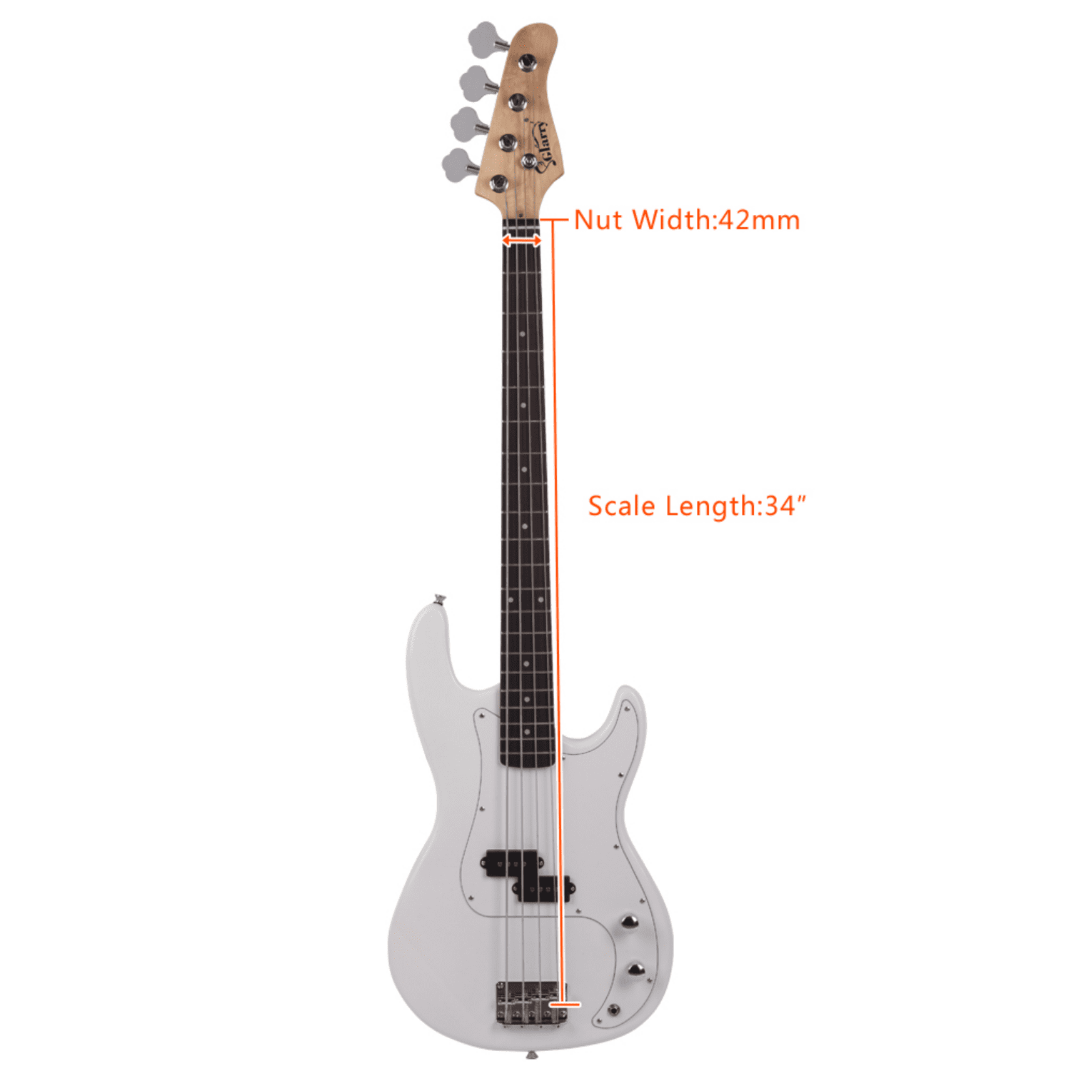 Hassch 4 String Electric Bass Guitar with Amplifier, Beginner Set with Bag, Strap and Accessories, White