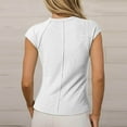 thumbnail image 4 of Mittory Womens Tops Casual Crewneck Cap Sleeve Tops Ribbed Raw Hem Summer T Shirts Slim Fit Basic Tees Blouses, 4 of 7