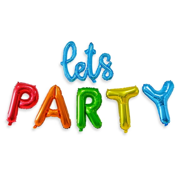 Way to Celebrate Party "Lets PARTY" Alphabet Foil Balloon Banner Multi Colors - 1 Set/Pack