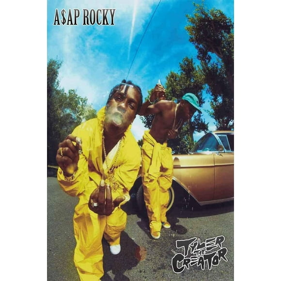 PPHAOSHO ASAP Rocky Tyler The Creator Yellow Jumpsuits Hip Hop Poster frameless Painting Canvas Wall Posters Art Picture Print Modern Home Decor 16x24inch