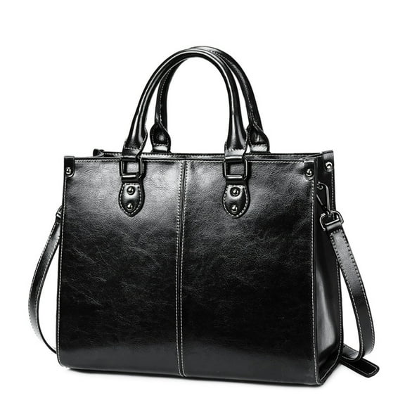 Genuine Leather Satchel Handbags for Women Large Shoulder Crossbody Bag Elegant Ladies Tote Purse with Zipper