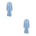 thumbnail image 2 of QualitChoice 1/2/3/5 Été Style Décontracté Ouvert devant Vêtements de Nuit Filles Simple Robe de Nuit Manches Longues Maison Hôtel Coton Bleu P 2 Pcs, 2 of 6