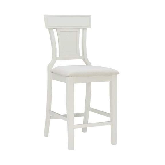 Linon Roseglen 26" High Back Indoor Wood Counter Stool, Whitewash/Beige