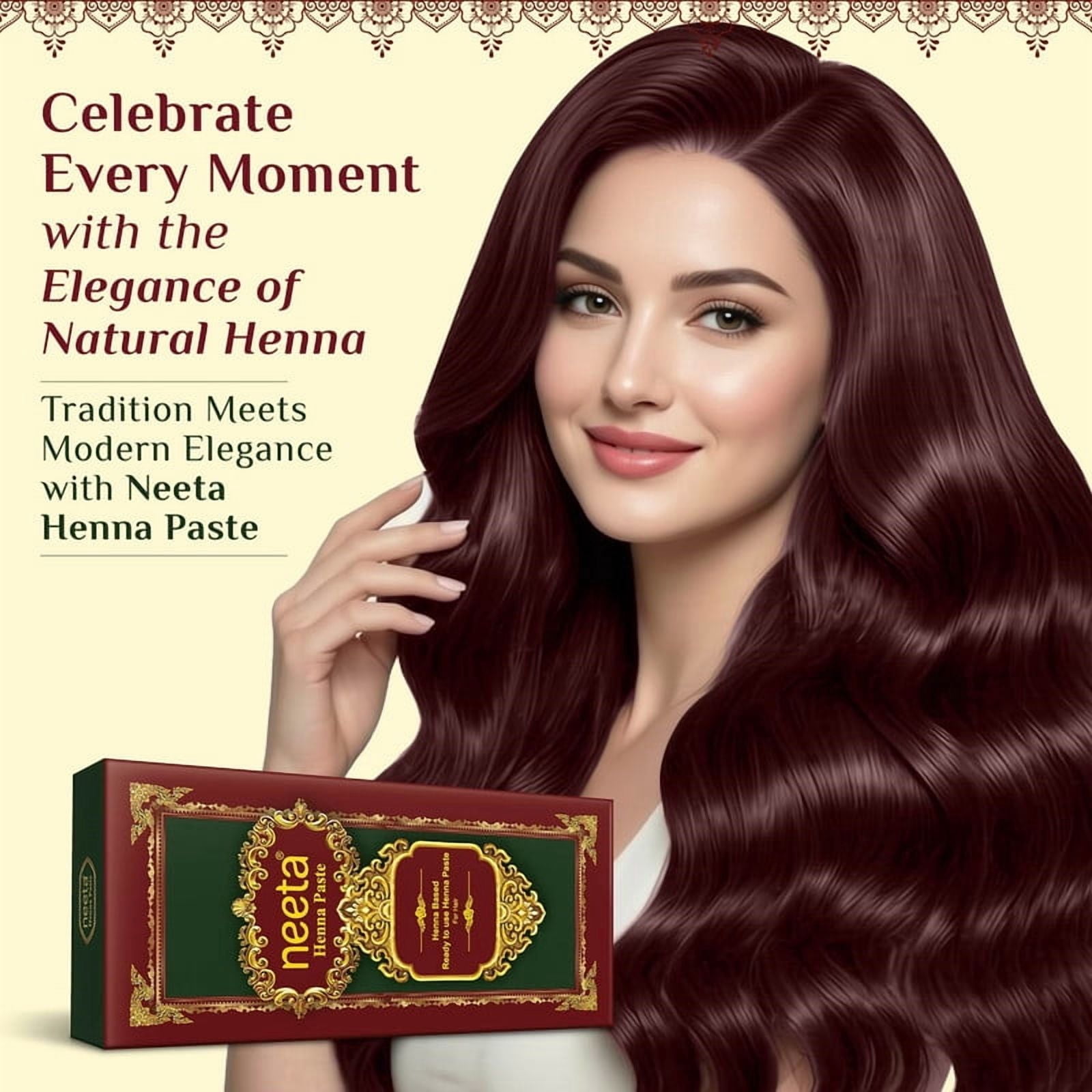 Neeta, Henna Paste for Hair, Reddish Brown, 4 Pack, Long-Lasting