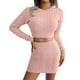 thumbnail image 1 of Conjunto de jersey de dos piezas con detalle retorcido en el ombligo para mujer - Top de punto y falda ajustada - Conjunto informal de otoño/invierno (S-L), 1 of 4