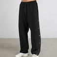 thumbnail image 2 of sususu Men Travel Pants Stretch,Men's Casual Jogger Pants Winter Warm Sweatpants Full Button Front Streetwear Comfortable Tapered Athletic Trousers,Black,M, 2 of 6