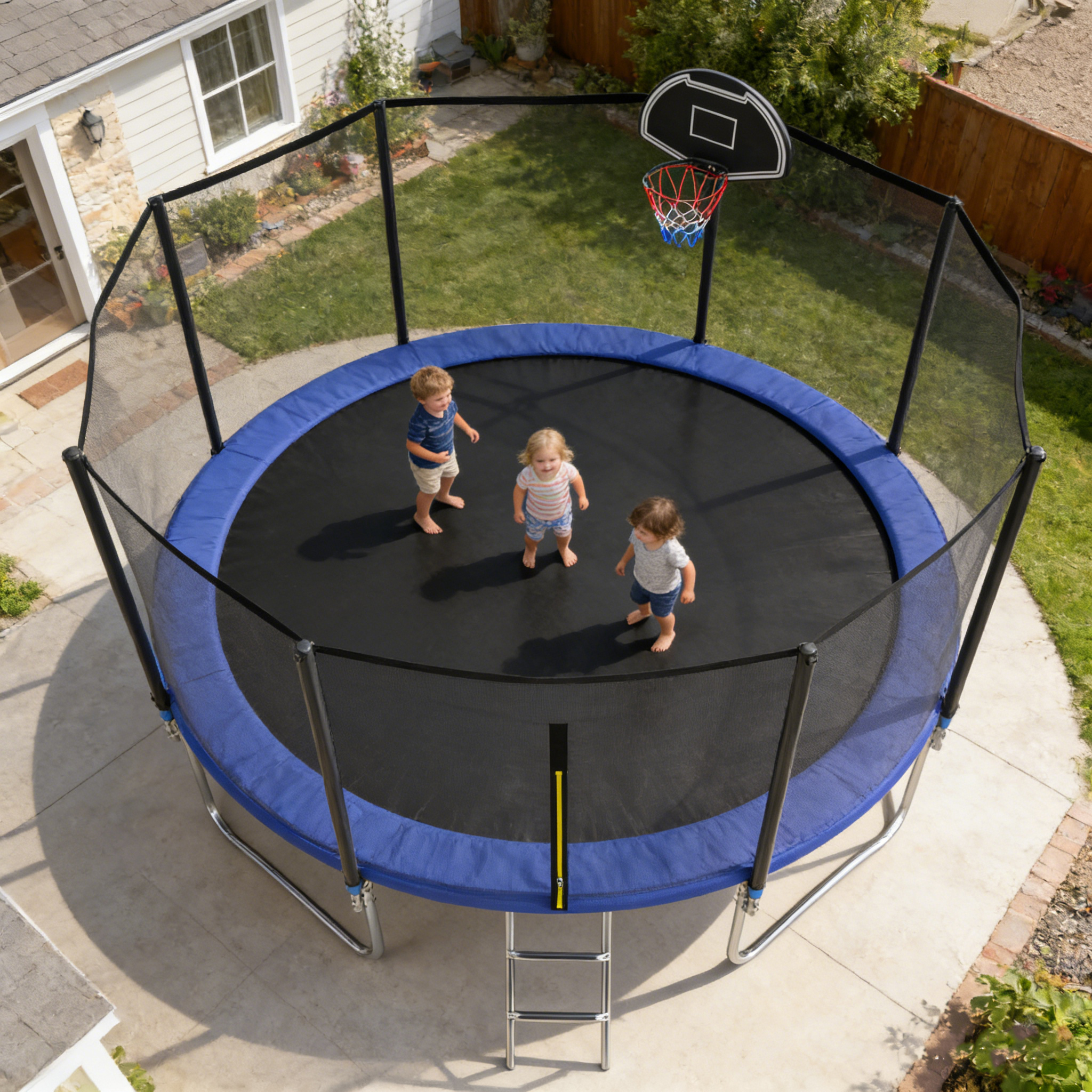 Shengchao Trade 650LBS 10FT Trampoline for Adults and Kids,Trampoline with Enclosure,Recreational Trampoline with Ladder, Heavy Duty Trampoline Capacity for 2-4 Kids