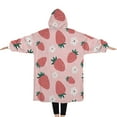 thumbnail image 2 of Oversized Wearable Blanket Hoodie,Strawberry Plants Fruit Flowe Sherpa Blanket Hoodie with Super Pockets,Super Warm Fuzzy Pullover for Women & Men, 2 of 6