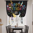 thumbnail image 3 of HAPPY BIRTHDAY Tie Up Curtains 45 Inches Long, Kitchen Window Curtains Over Sink, Cartoon Cakes Candles Lines Painted Small Window Curtains Shade Balloon Curtains Valances for Bedroom/Cafe 34"x45", 3 of 8