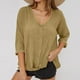 thumbnail image 4 of Chaqueta deportiva,Camiseta de manga larga con cuello en V para mujer, blusa informal lisa, tejido de poliéster suave, cómoda para uso diario, sopatenor, 4 of 8