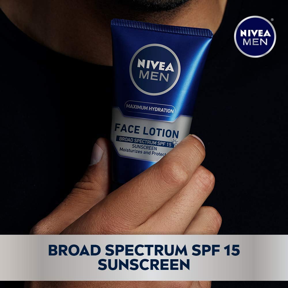 4 Pack NIVEA Men Maximum Hydration Protective Lotion SPF 15, 2.5 Fluid Ounce