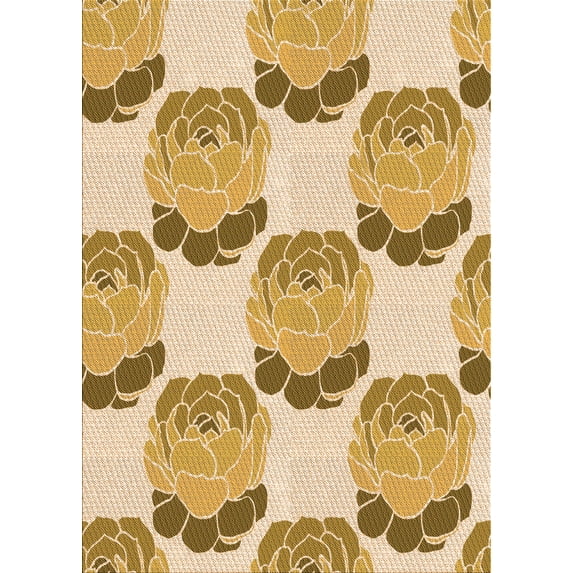 Ahgly Company Machine Washable Indoor Rectangle Transitional Brown Gold Area Rugs, 7' x 9'