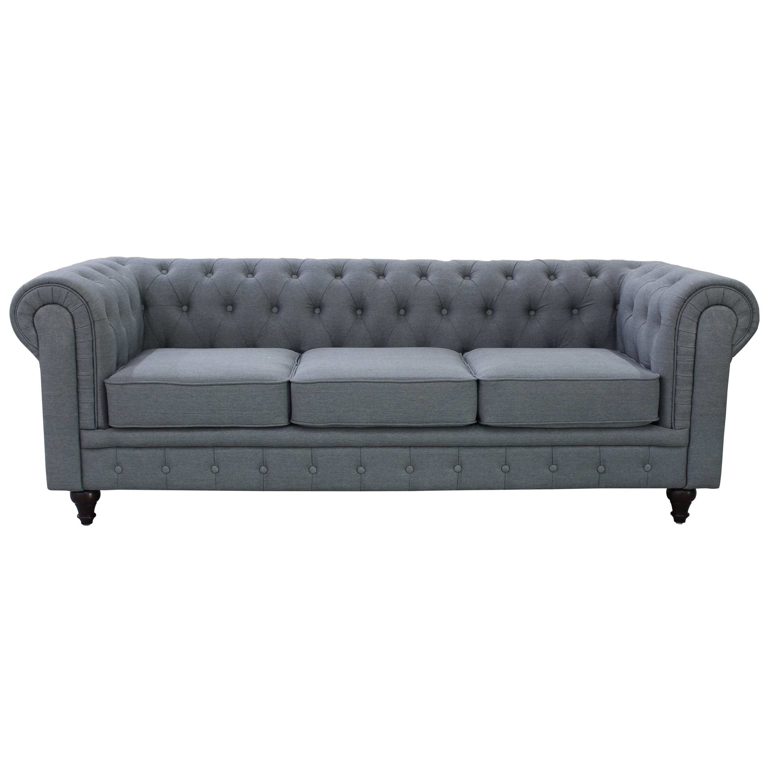 US Pride Furniture Linen Square Arm Sofas Dark Grey 