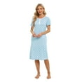 thumbnail image 2 of WBQ Women's Nightgown Short Sleeve Polka Dot Sleepshirts Spring Summer Loungewear House Dress with Pockets Soft Comfy Button Nightshirt Henley Nightdress, Sky Blue S-XXL, 2 of 9