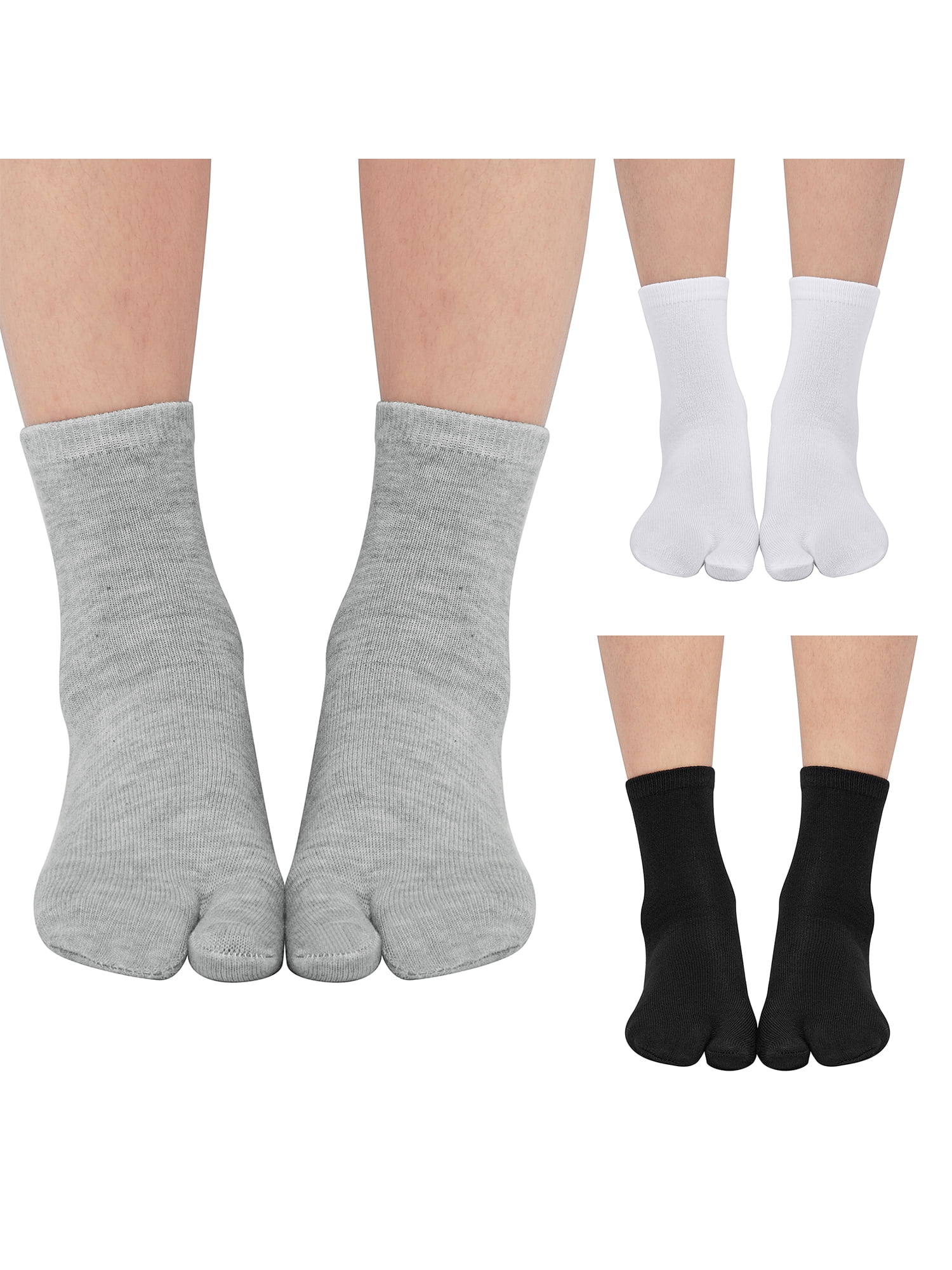 3 Pairs Thick Flip-Flop Mens Toe Socks Crew Ankle Length Toe Socks Japanese  Flip Flop Sandal Split Sock Two Fingers Walking Socks 