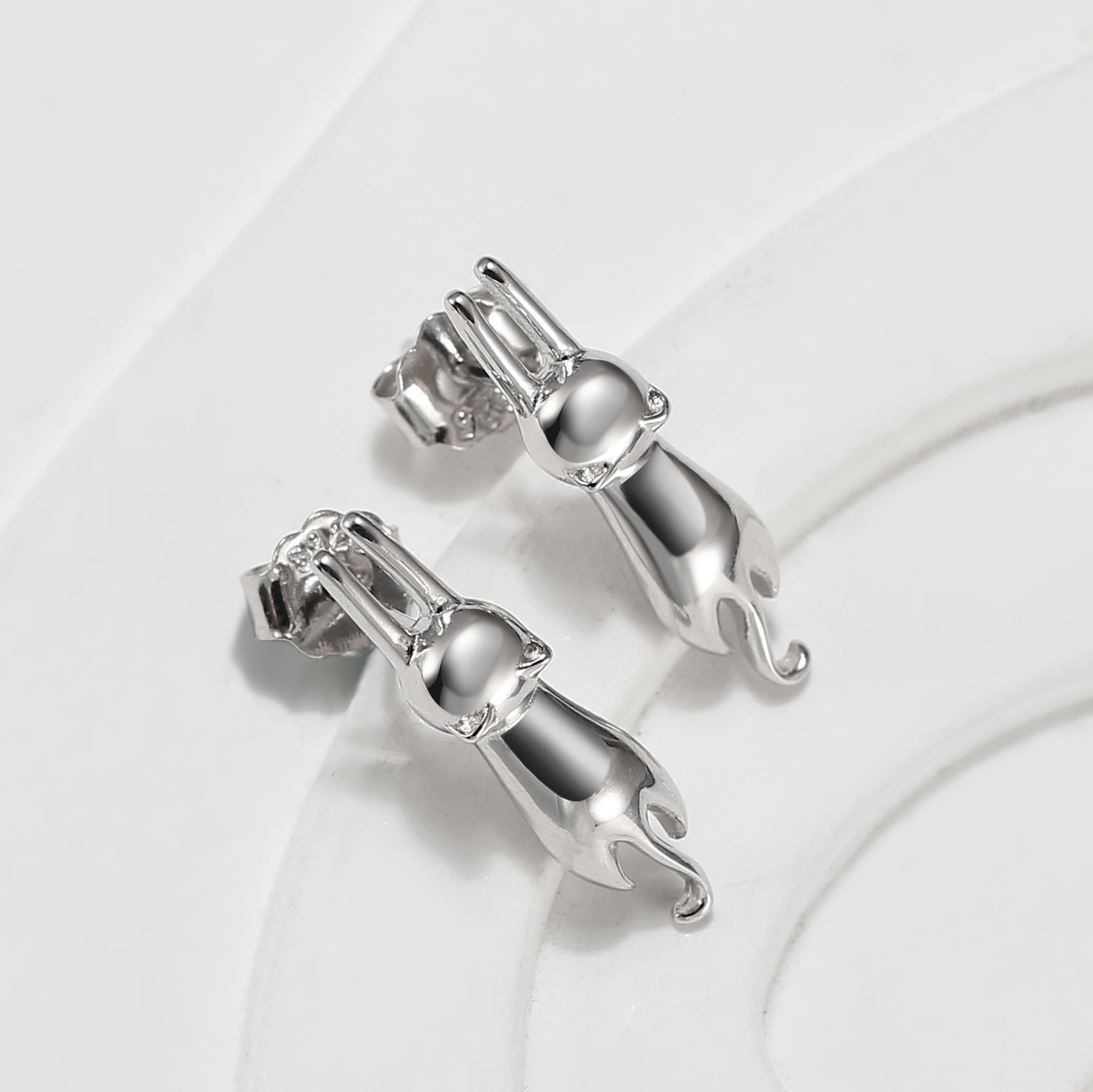 Hanging Cat Kitty Stud Earrings for Women Sterling Silver Ginger