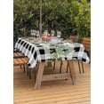 thumbnail image 3 of Outdoor Tablecloths with Umbrella Hole & Zipper, Green Eucalyptus Leaves 60 x102 Inch Rectangle Tablecloths, Black White Plaid Farmhouse Watercolor Waterproof Table Cloth, Patio/Pool Table Covers, 3 of 8