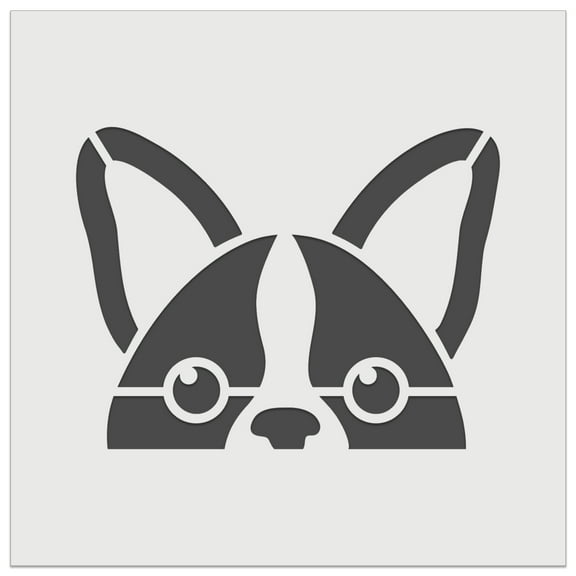 Peeking Boston Terrier Dog DIY Cookie Wall Craft Stencil - 5.5 Inch