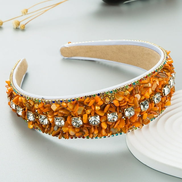 Fashionable Wide Band Turquoise Rhinestone Hair Headband For Elegant Boho Daily Wear
