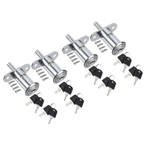 Uxcell 40mm Drawer Locks, 4 Pack Zinc Alloy Chrome Finish Drawer Door Lock Keyed Different, Silver Tone