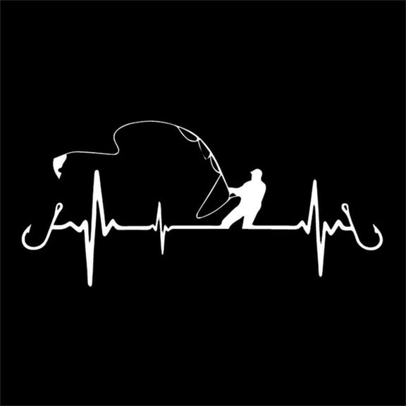 Car Sticker Funny Fishing Style Heartbeat Motorcycle Decorative Decal