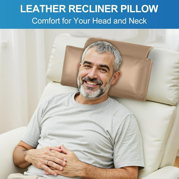 sasyxdc Leather Recliner Pillow Adjustable Neck & Head Support Pillow Pu Leather Non-Slip Headrest for Pain Relief & Relaxation Ideal for Recliner Chair Couch Office Chair S