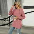 thumbnail image 4 of SWSMCLT Women's Soft Pullover Sweater Long Sleeve Work Boat Neck Tunic Top Button Split Crewneck Knit Fall Fashion Pink X-Large, 4 of 5